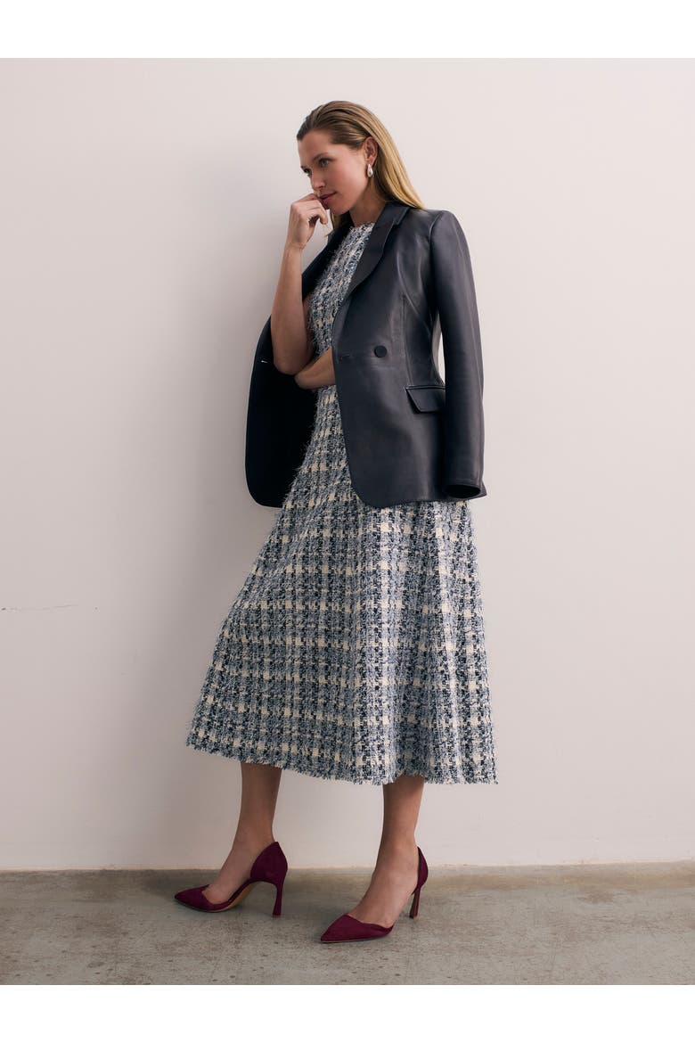 Tureen Tweed Midi Dress, Alternate, color, Navy