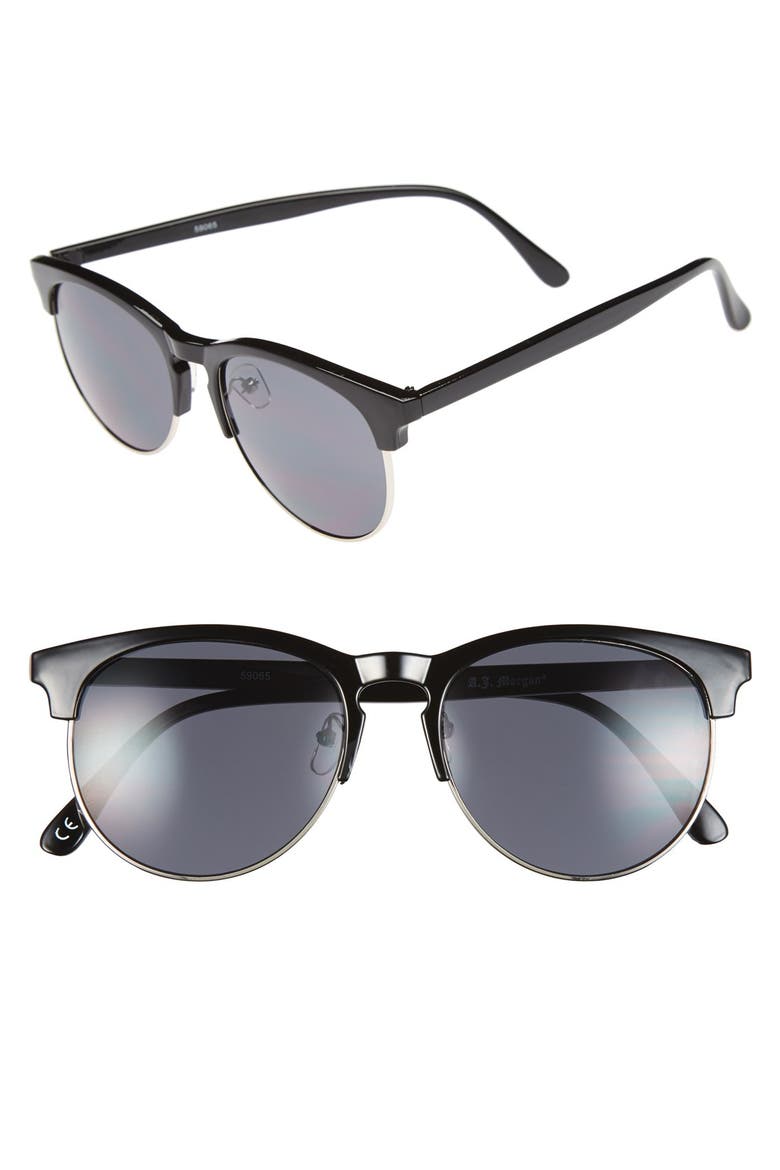 'Saddlebags' 55mm Sunglasses, Main, color, BLACK
