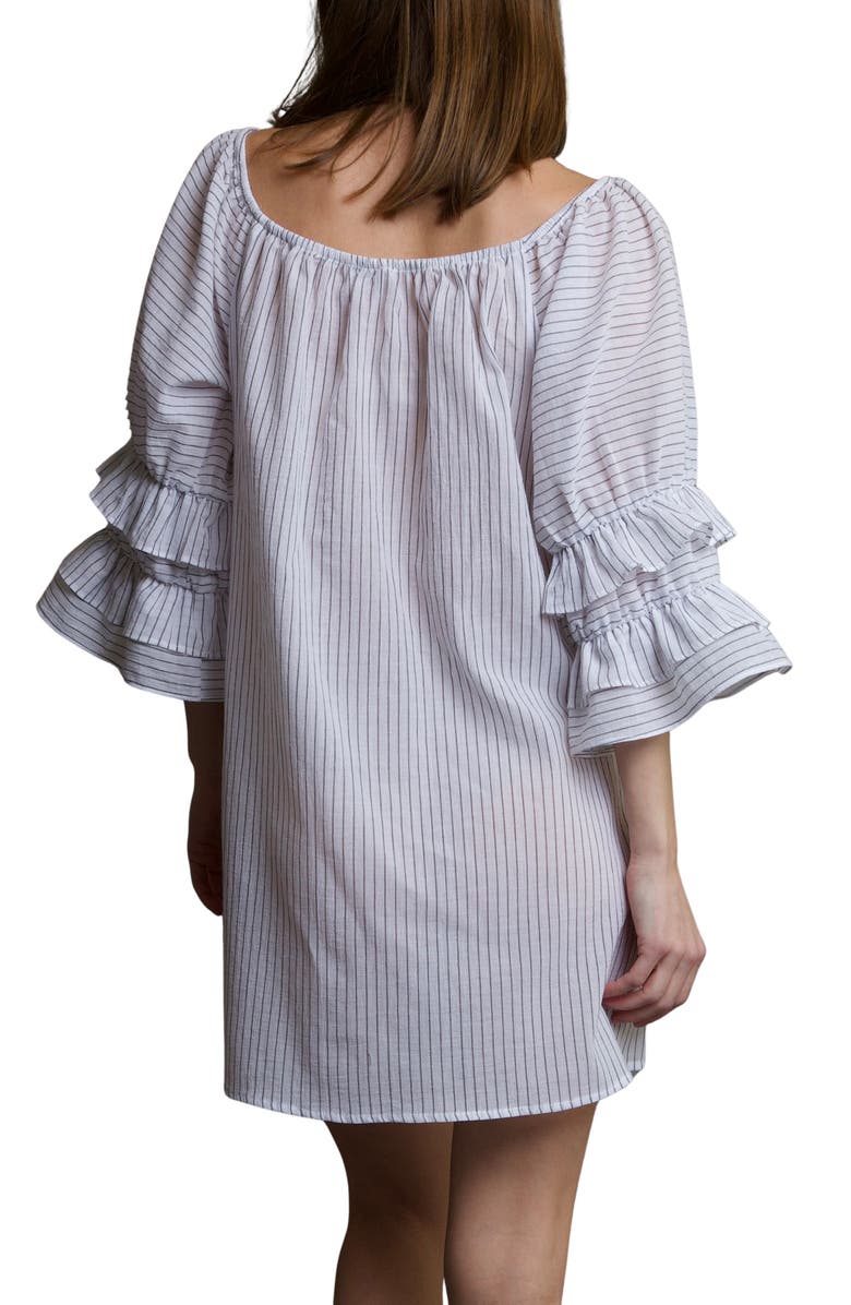 Andine Romande Ravello Pinstripe Cotton Nightgown, Alternate, color, 