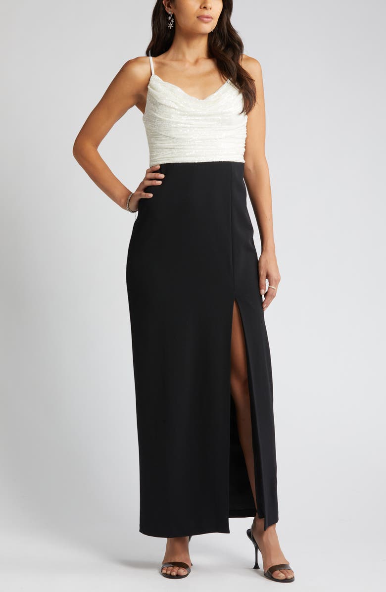 Vince Camuto Sequin Cowl Neck Gown, Alternate, color, 