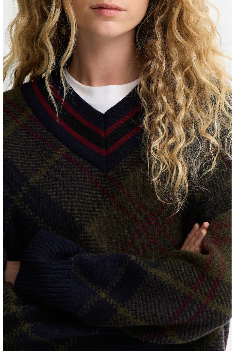 Shae V-Neck Wool Blend Sweater, Alternate, color, SHADOW CLASSIC TARTAN
