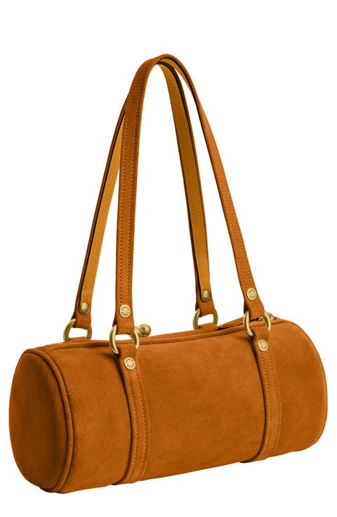 Kisslock 28 Suede Barrel Bag