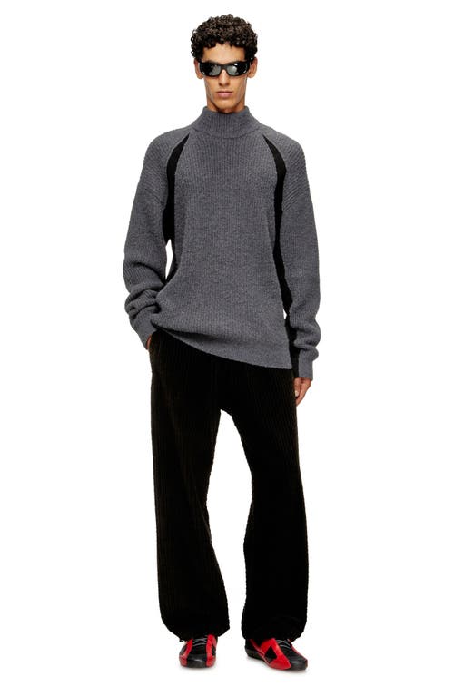Diesel Alpaca-blend Jumper With Contrast Inserts In Gray