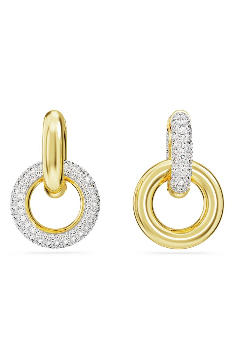 Swarovski Dextera Pavé Detachable Mismatched Hoop Drop Earrings, Alternate, color, Gold