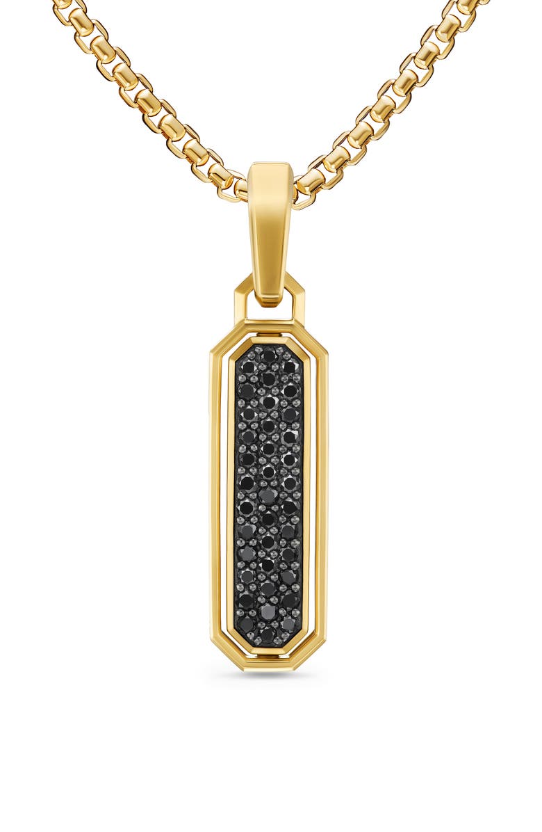 David Yurman Streamline<sup>®</sup> Inlay Amulet in 18K Yellow Gold with Black Onyx & Black Diamonds, 30.7mm, Main, color, Gold/ Onyx
