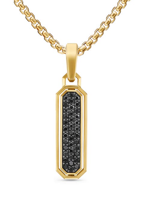 Streamline® Inlay Amulet in 18K Yellow Gold with Black Onyx & Black Diamonds, 30.7mm