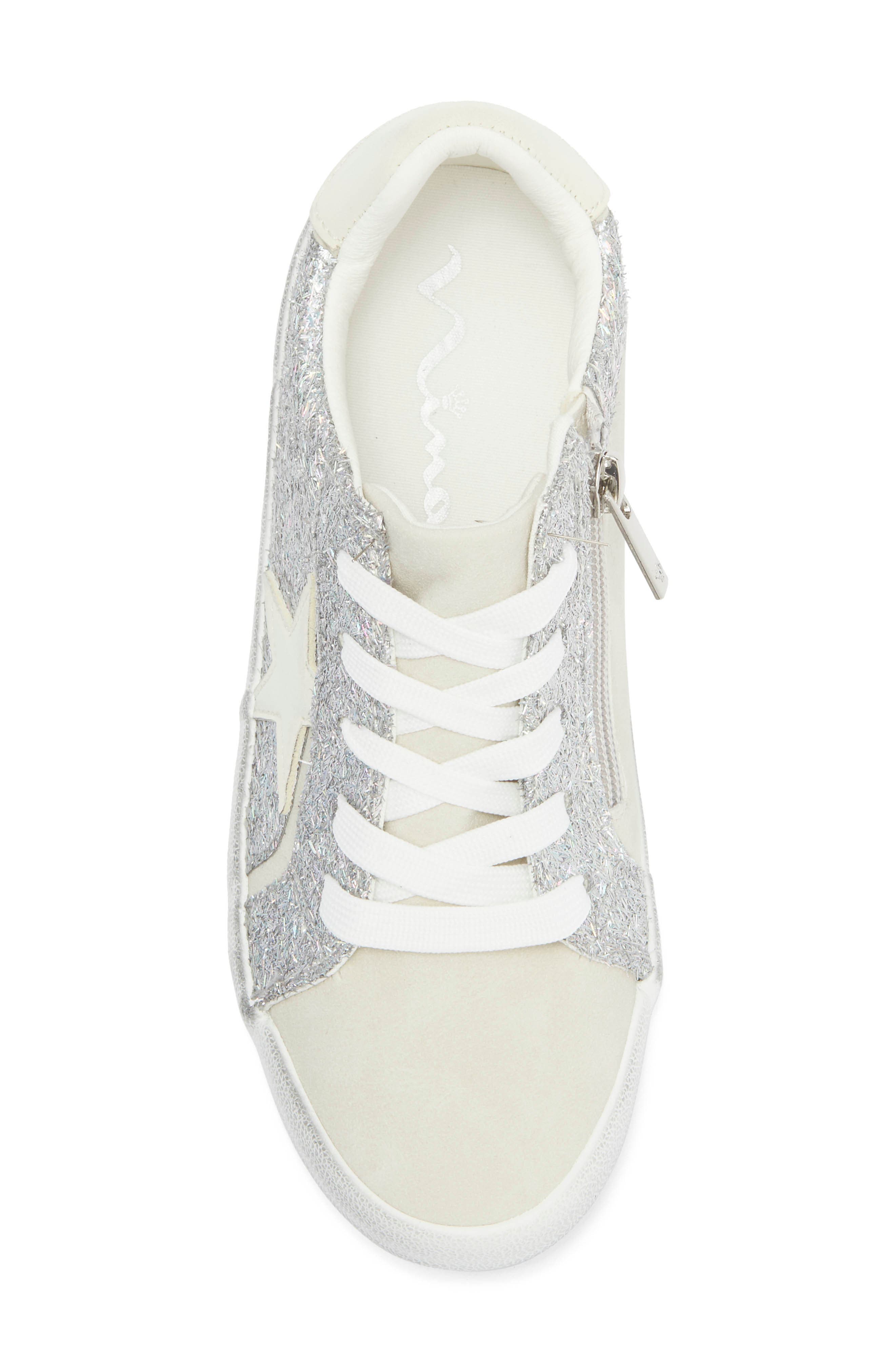 Nina Kids' Darlina Low Sneaker, Alternate, color, Silver Glitter