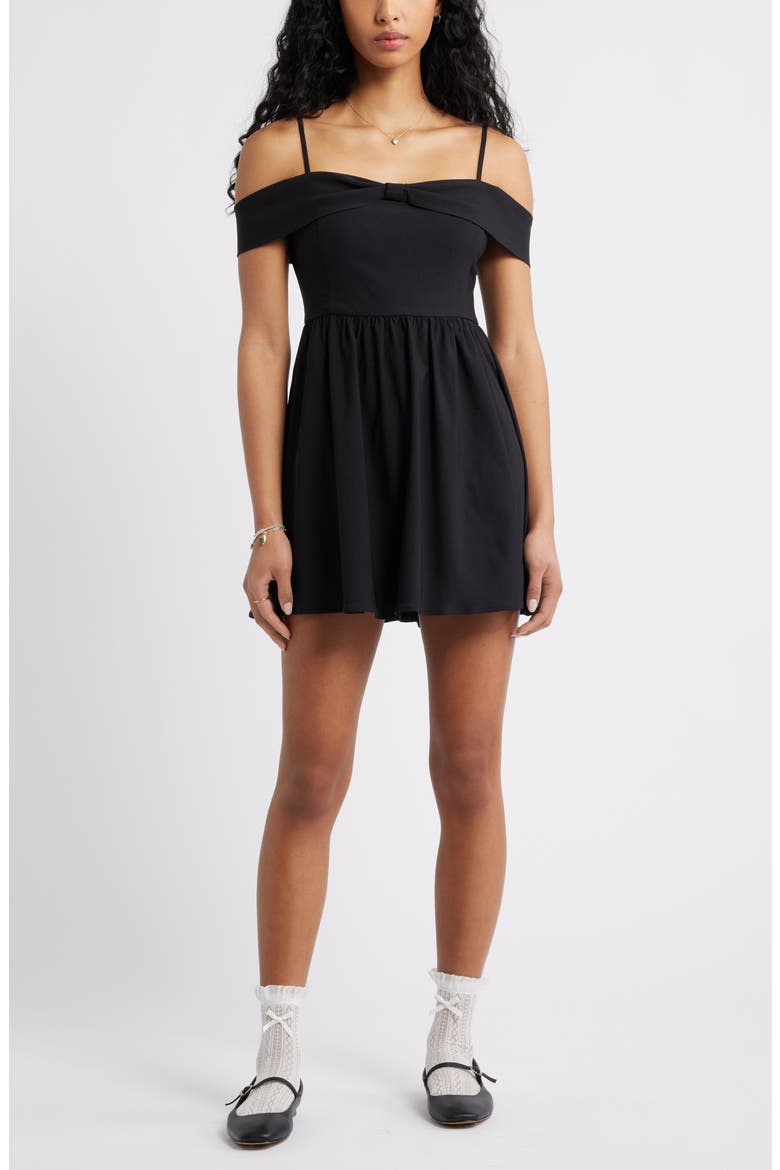 Off the Shoulder Party Dress, Main, color, BLACK