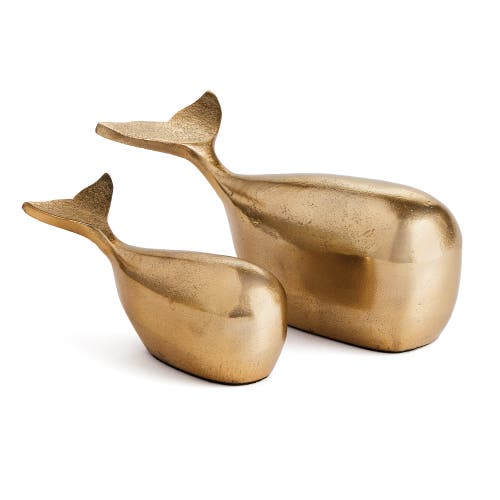 Napa Home & Garden Moby Whale Sculptures Set Of 2 In Gold