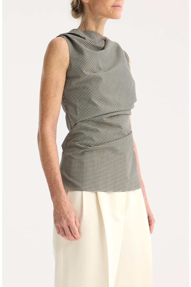 Mini Check Cowl Neck Sleeveless Wool Blend Top, Alternate, color, CREAM / BLACK SMALL CHECK
