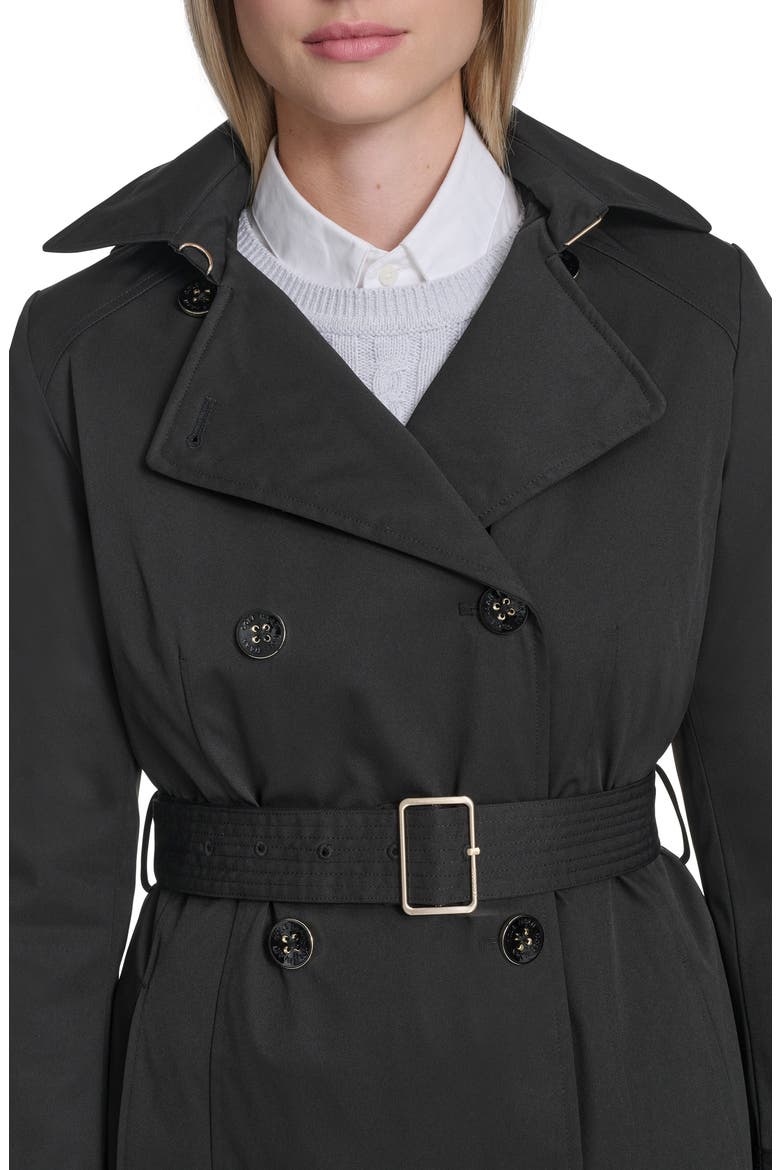 Water Resistant Twill Hooded Trench Coat, Alternate, color, BLACK