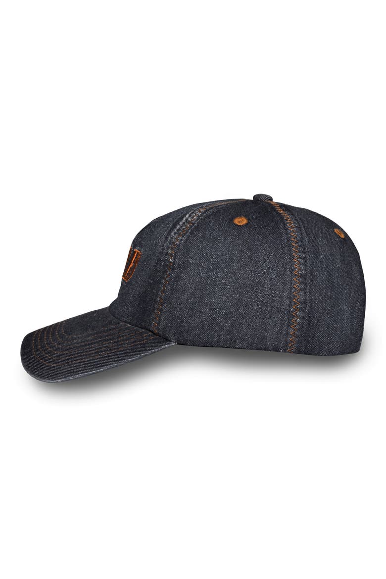 Zigzag Adjustable Cotton Denim Baseball Cap, Alternate, color, BLACK