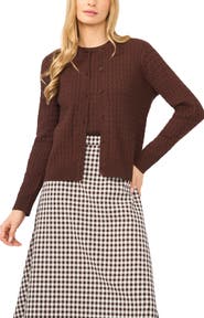 Halogen® Cable Stitch Cotton Cardigan