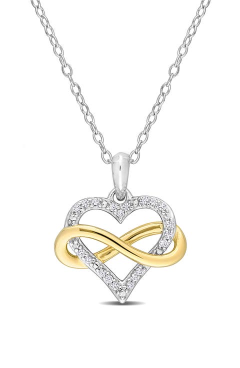 Sterling Silver & CZ Infinity Heart Pendant Necklace