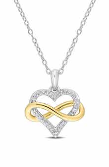 DELMAR Sterling Silver & CZ Infinity Heart Pendant Necklace