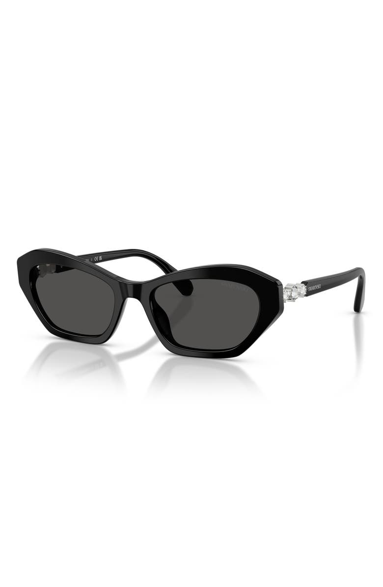Swarovski 54mm Cat Eye Sunglasses, Alternate, color, Black / Dark Grey