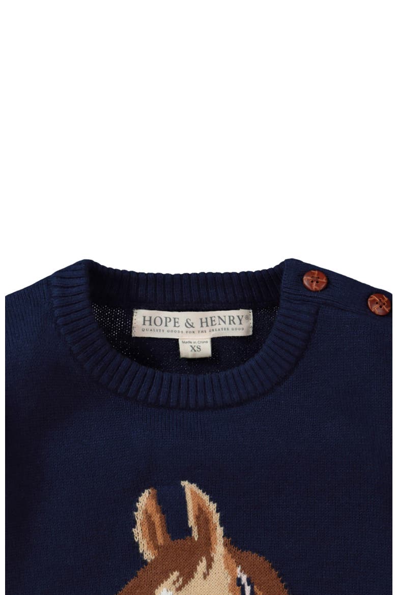 Baby Girls' Organic Horse Intarsia Sweater, Infant, Alternate, color, Navy