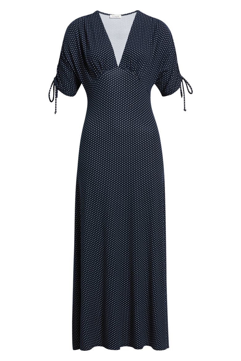 Ruched Sleeve Empire Waist Maxi Dress, Alternate, color, NAVY
