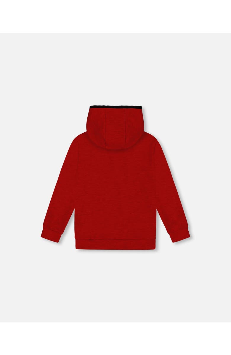 Deux par Deux Little Boy's Hooded T-Shirt With Zip Red Mix, Alternate, color, 