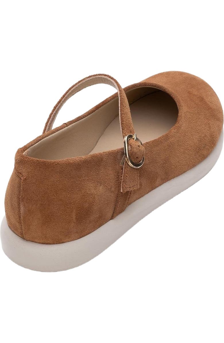 Forever & Always Shoes ANISA Leather Strap Flat, Alternate, color, Cognac Suede Leather
