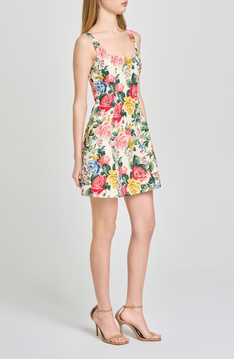 WAYF Rosemary Floral Linen Blend Minidress, Alternate, color, Ivory Roses