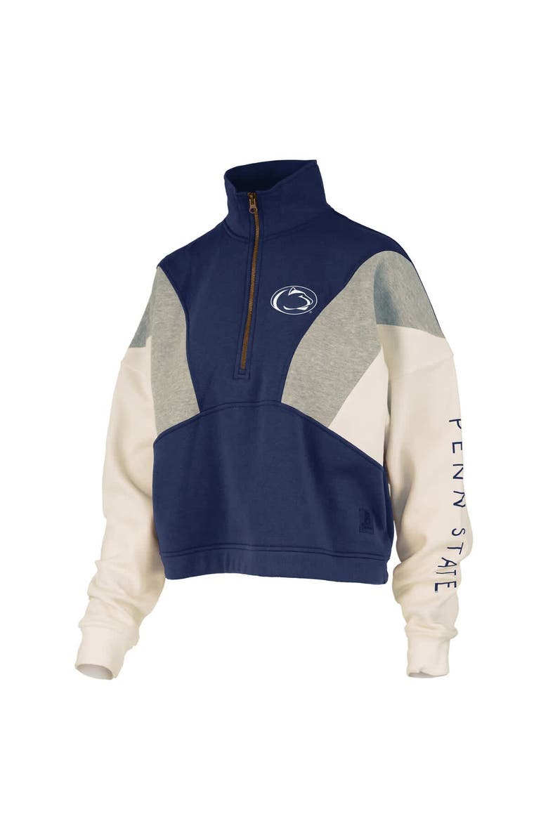 PRESSBOX Women's Pressbox Navy Penn State Nittany Lions Ferrara Color Block Quarter-Zip Sweatshirt, Alternate, color, Navy