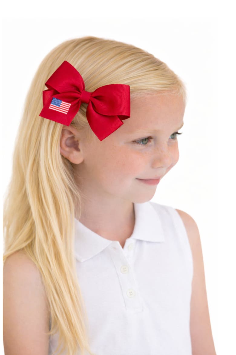 American Flag Hair Bow, Alternate, color, Red