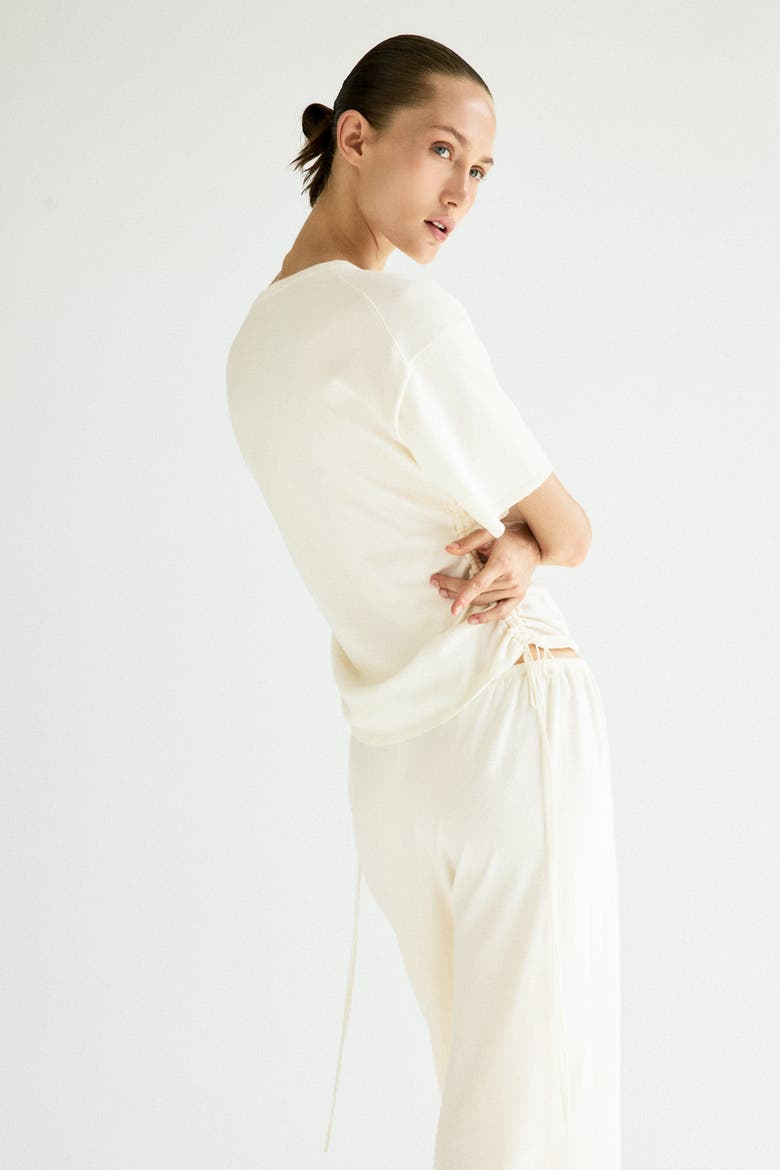 Fine-knit Drawstring-detail Top, Alternate, color, Cream