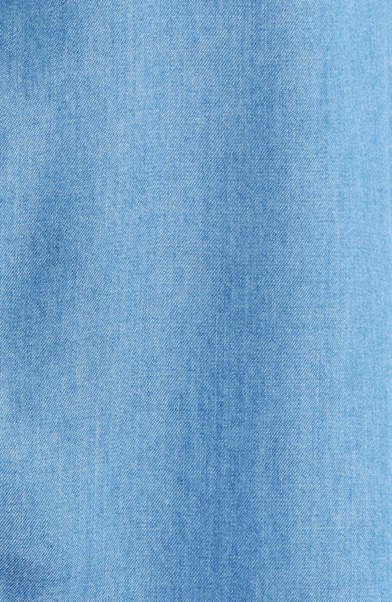 beachlunchlounge Deja Short Sleeve Denim Shirt, Alternate, color, Medium Wash