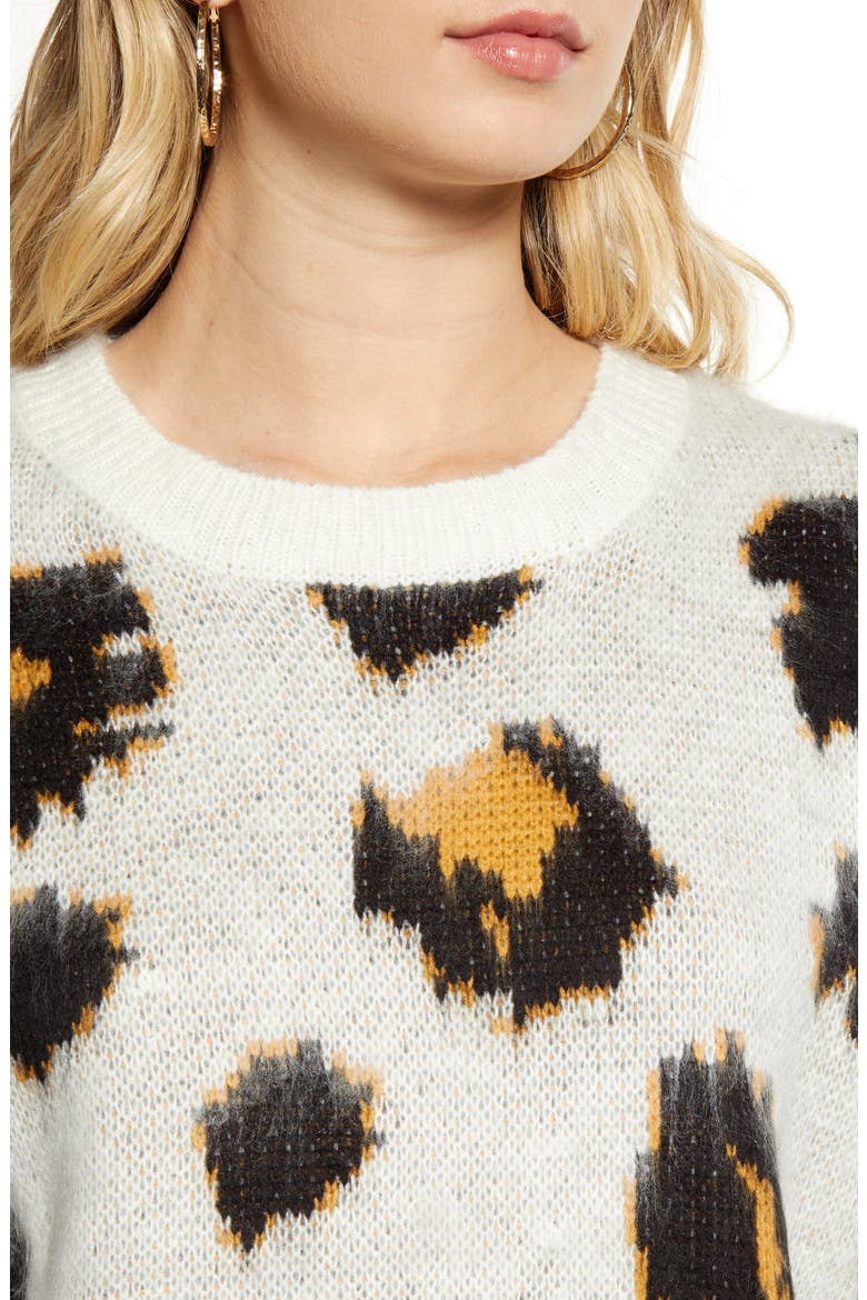 Leopard Pullover, Alternate, color, IVORY
