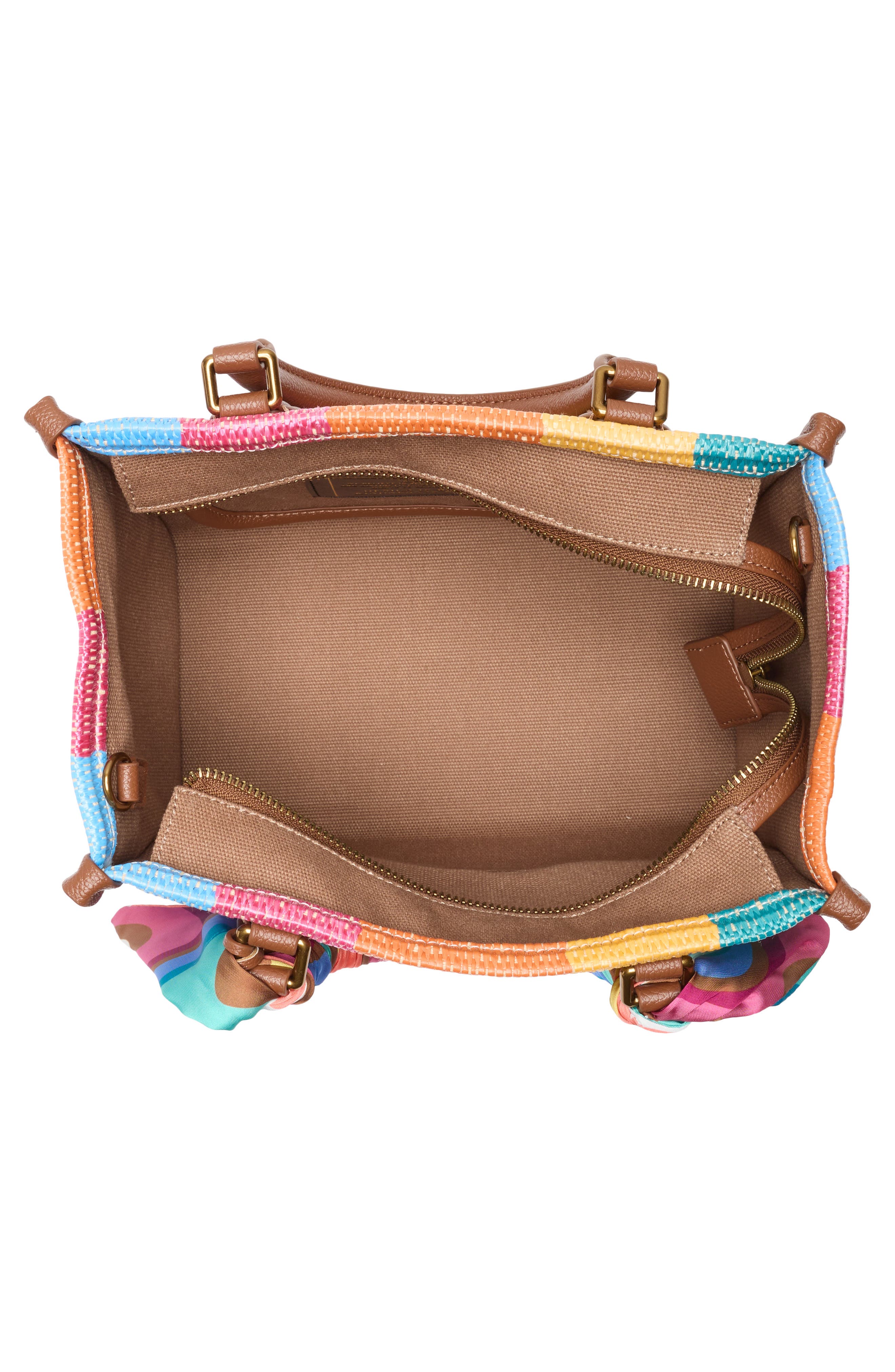 Kurt Geiger London Small Chiswick Raffia Tote, Alternate, color, Brown/ Rainbow