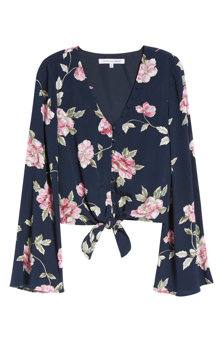 cupcakes and cashmere Jerome Floral Bell Sleeve Top, Alternate, color,