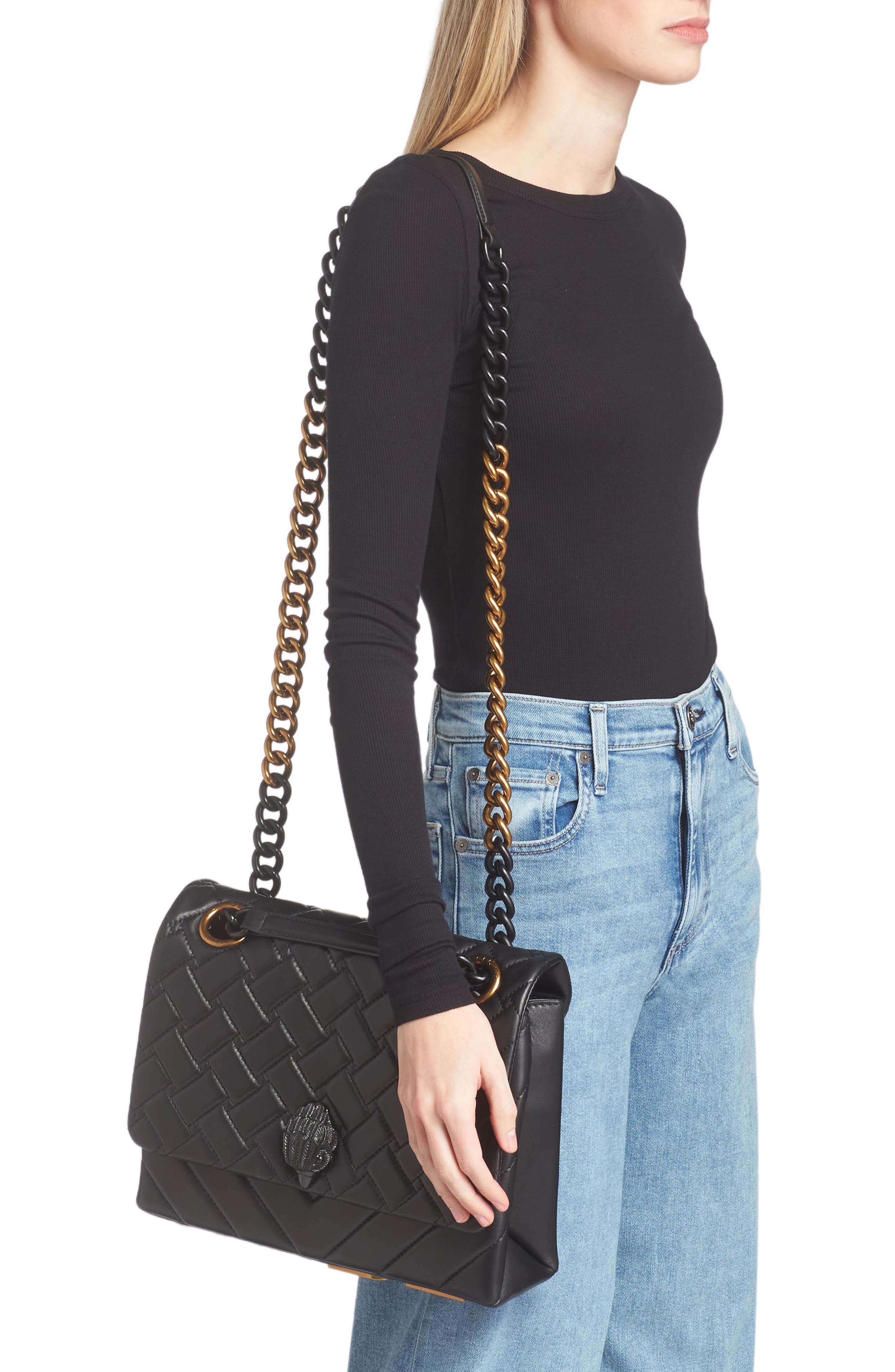 Kurt Geiger London Large Kensington Kurt Leather Convertible Shoulder Bag, Alternate, color, Black