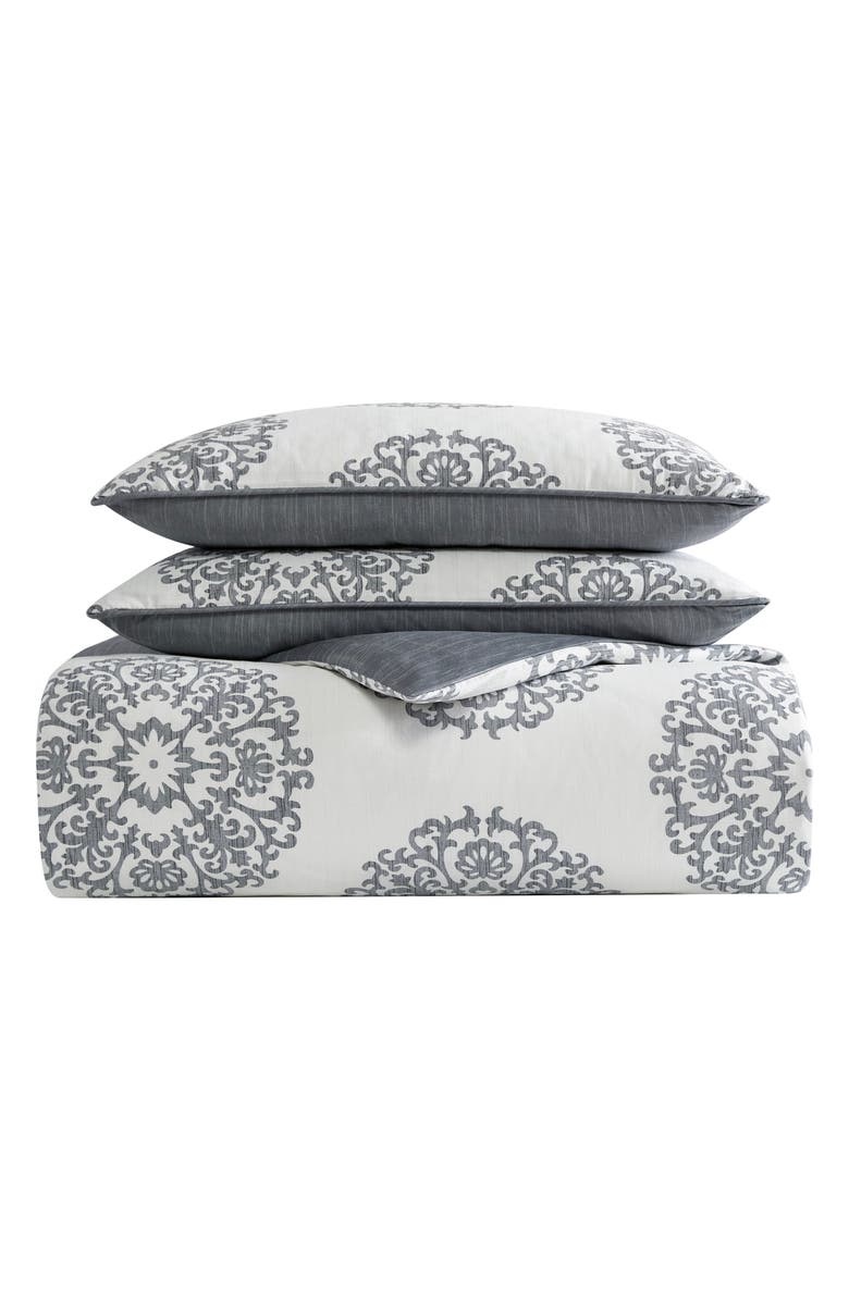 STONE COTTAGE Bristol Cotton Sateen Duvet & Sham Set, Main, color, Grey
