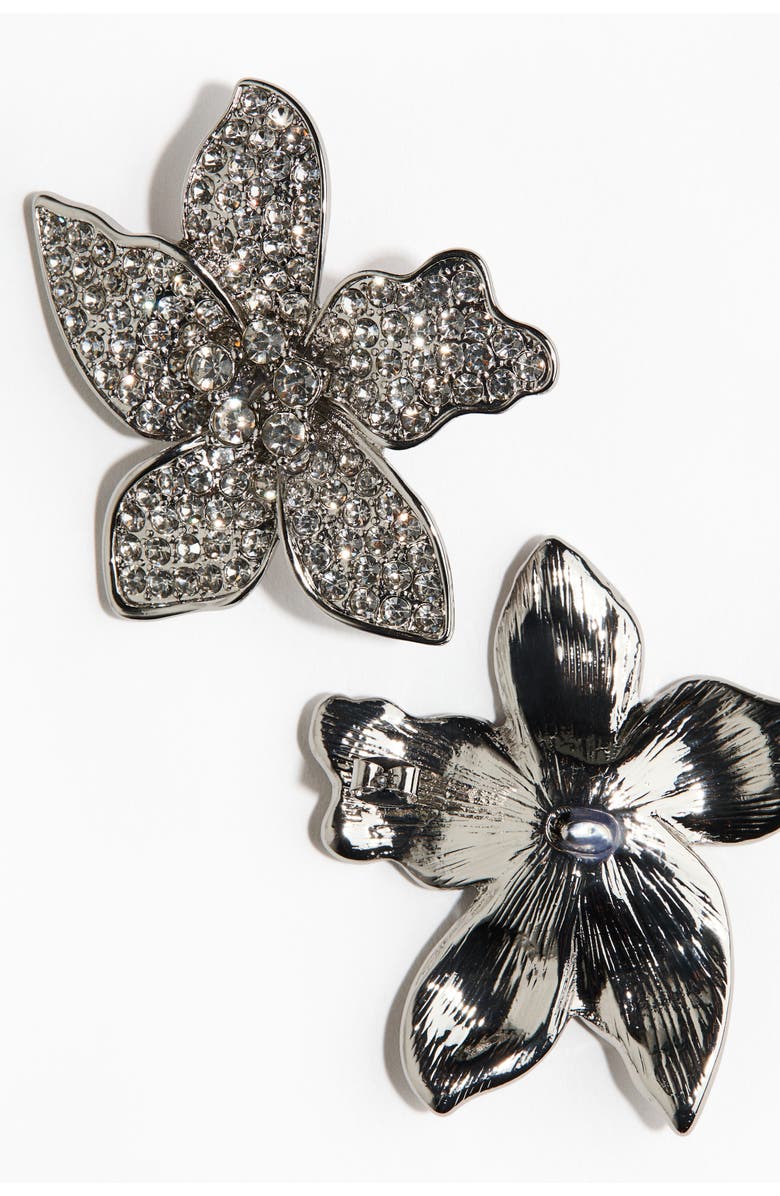 H&M Flower-shaped Earrings, Alternate, color, Silver-Colored