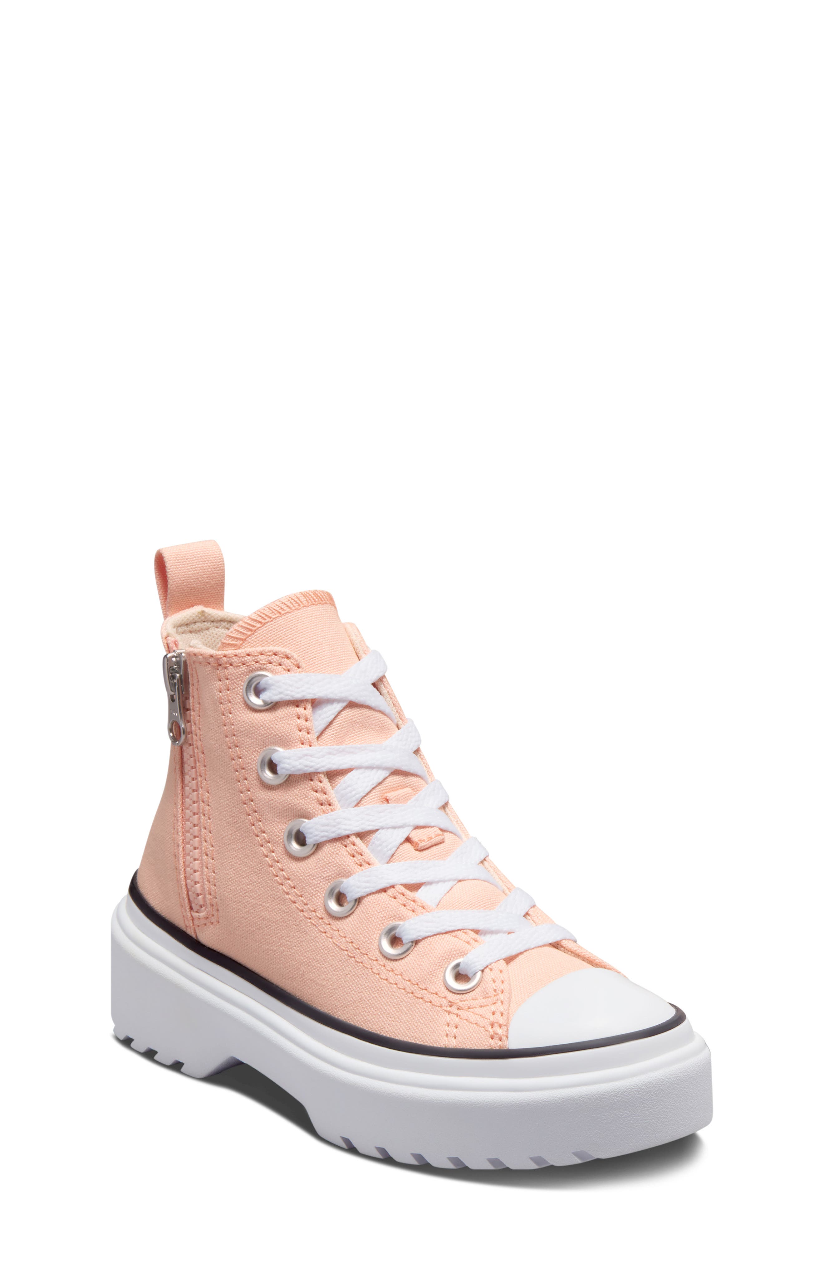 Converse Kids' Chuck Taylor<sup>®</sup> All Star<sup>®</sup> Lugged High Top Sneaker, Main, color, Cheeky Coral/ White/ Black