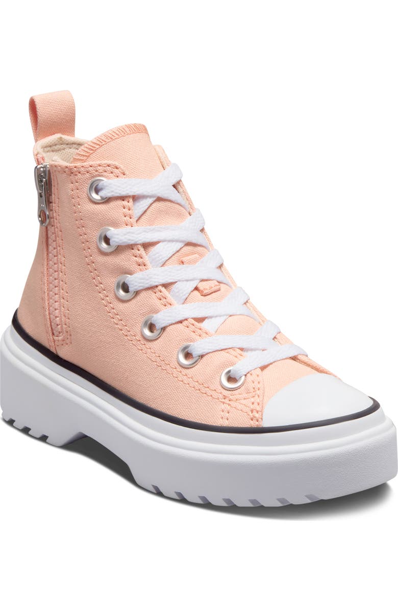 Converse Kids' Chuck Taylor<sup>®</sup> All Star<sup>®</sup> Lugged High Top Sneaker, Main, color, Cheeky Coral/ White/ Black
