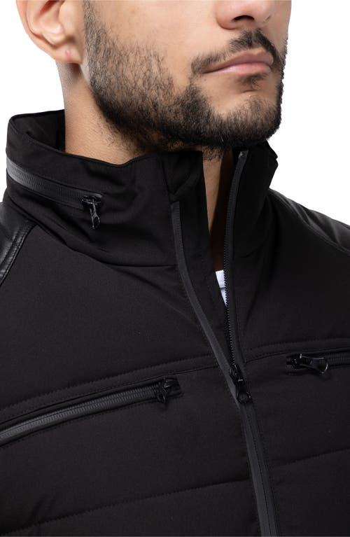 X-ray Xray Faux Leather Trim Puffer Jacket In Black