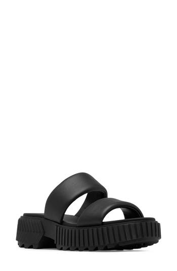 Sorel Ona Streetworks Platform Slide Sandal In Black/chalk