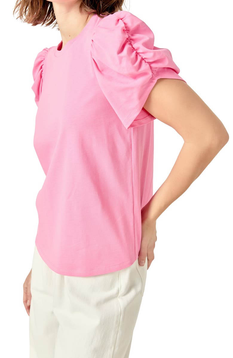 English Factory Gathered Sleeve Knit Top, Alternate, color, Pink