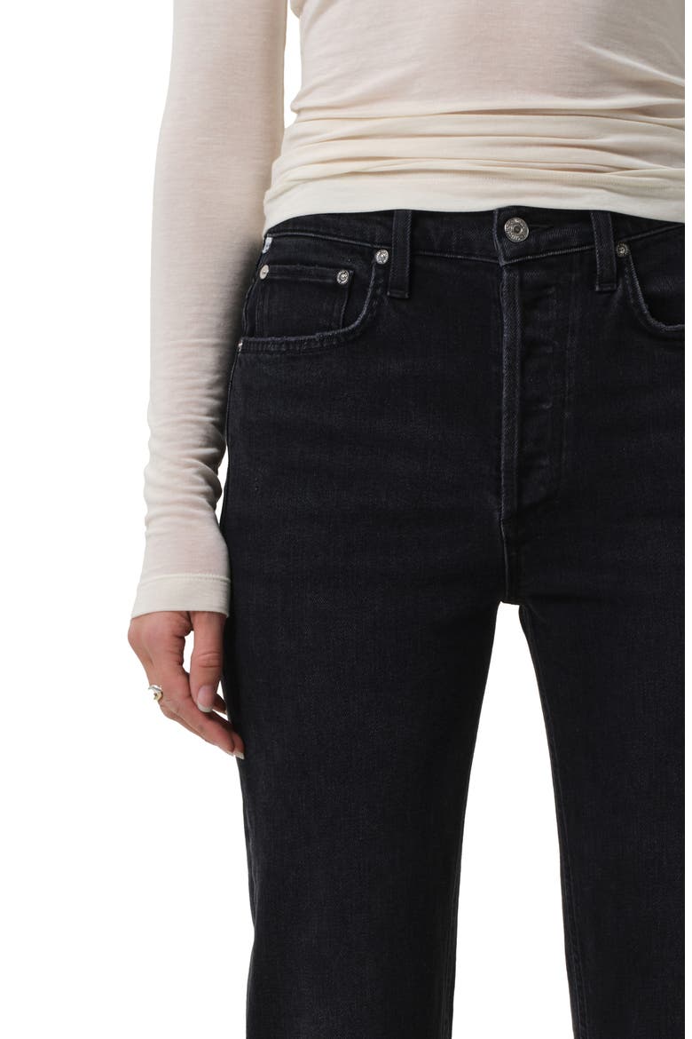 Delfina High Waist Straight Leg Jeans, Alternate, color, WILLOW BLACK