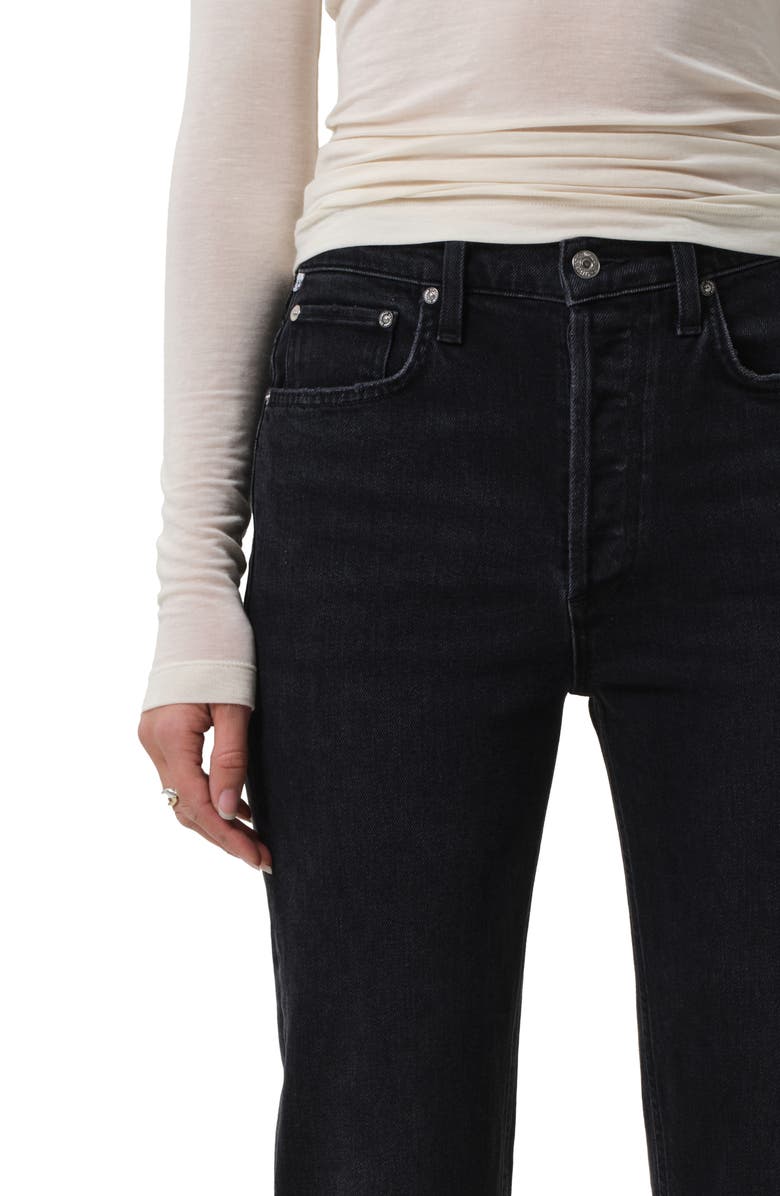 Citizens of Humanity Delfina High Waist Straight Leg Jeans, Alternate, color, Willow Black