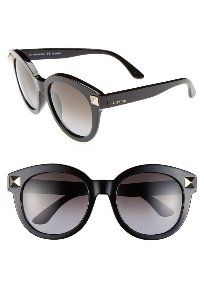 'Rockstud' 54mm Retro Sunglasses, Main, color, BLACK