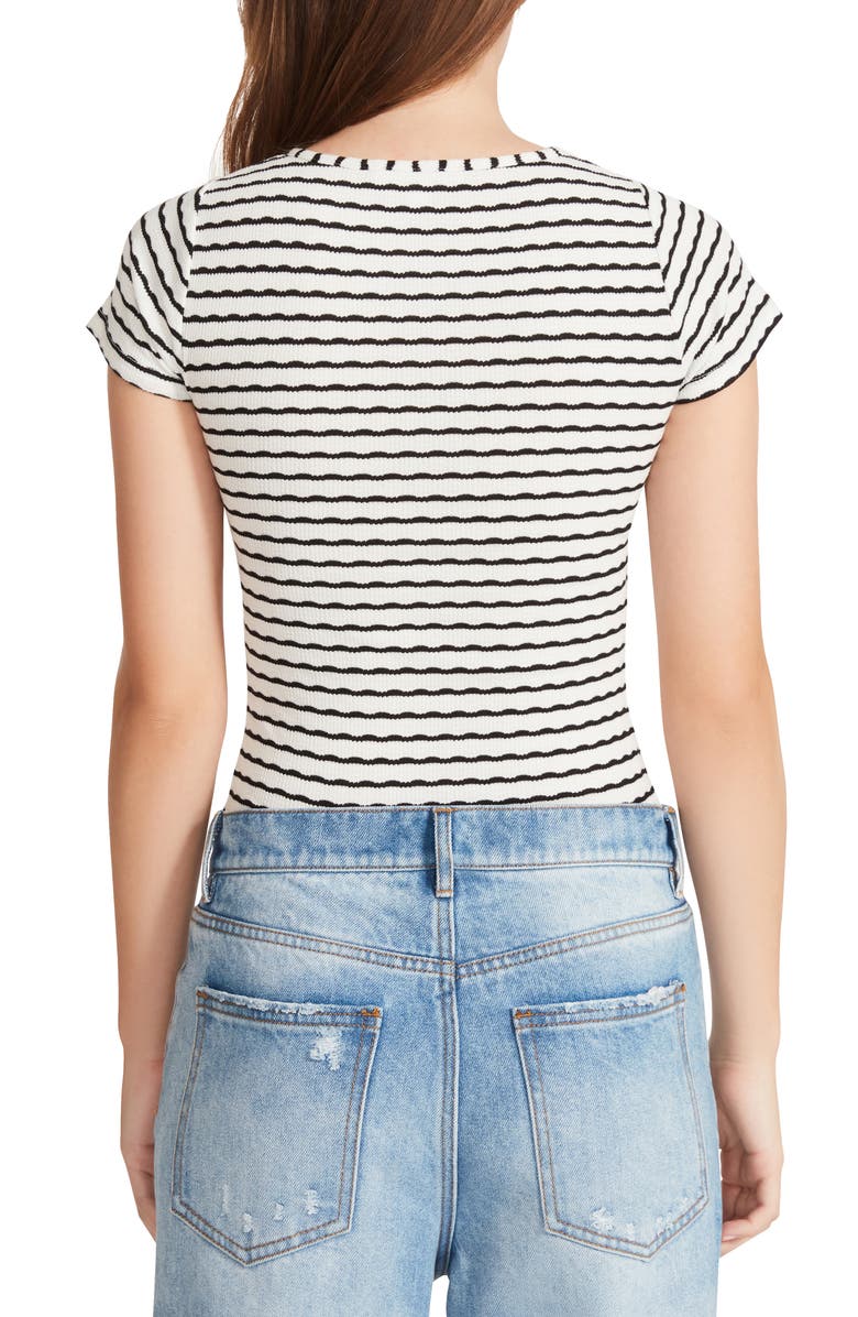 BB Dakota by Steve Madden Super Model Stripe Cutout Baby Tee, Alternate, color,