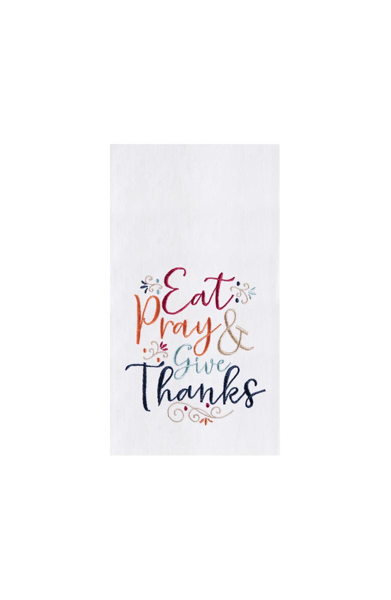 C&F Home Eat Pray & Give Thanks Towel, Main, color, White