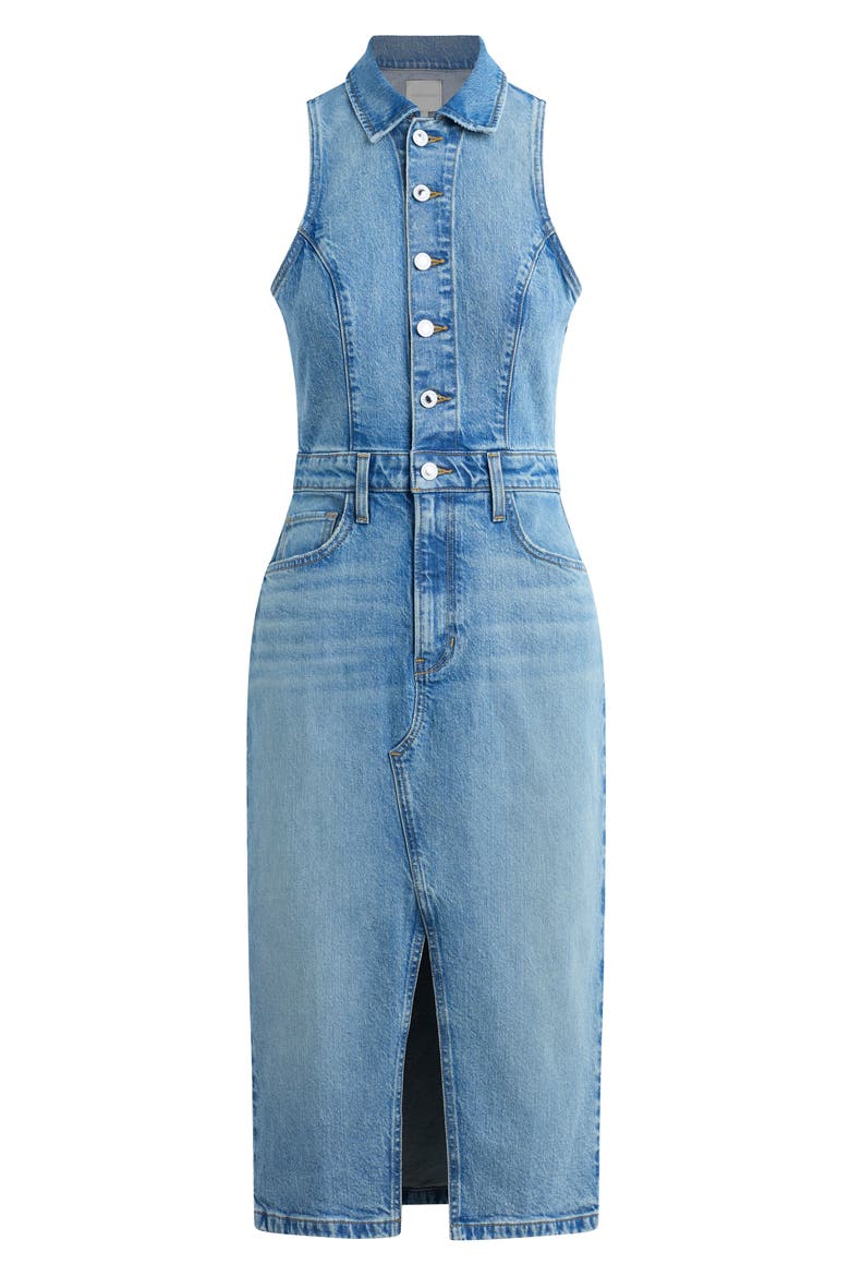 Halter City Denim Dress, Alternate, color, SANTA BARBARA
