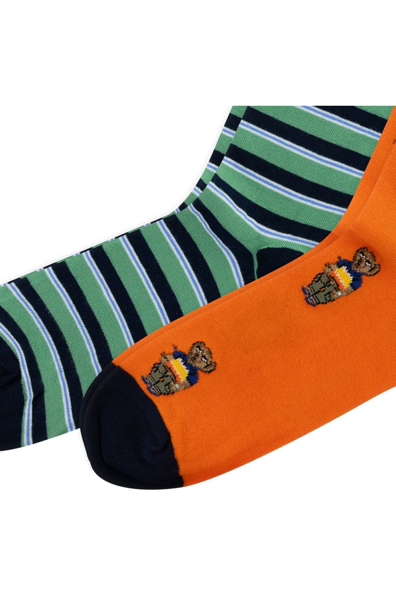 Polo Ralph Lauren Surf Club Mini Bears Assorted Two-Pack Socks, Alternate, color, Orange