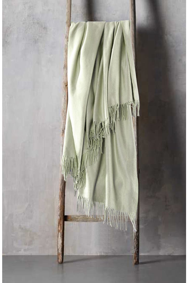 Plaza Silk Fringe Throw Blanket, Alternate, color, SAGE