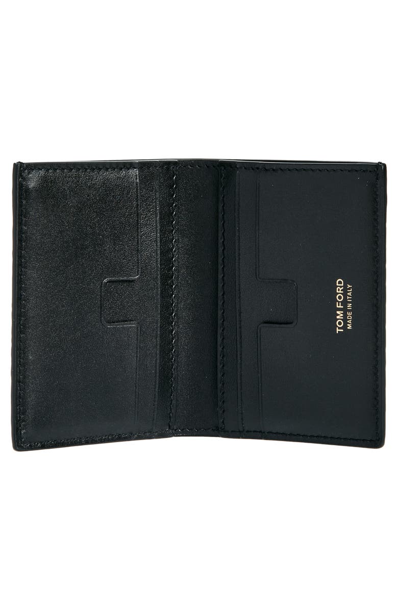 TOM FORD T-Line Croc Embossed Leather Bifold Card Case, Alternate, color,