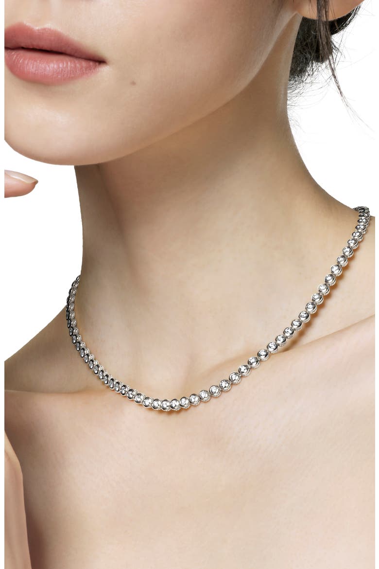 Bezel Set Diamond Tennis Necklace, 4.7mm, Alternate, color, METALLIC GOLD